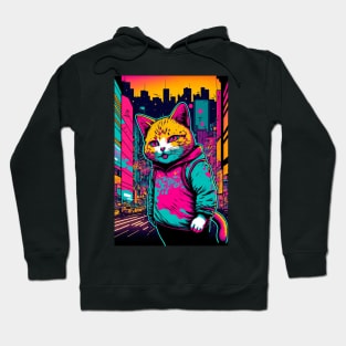 Cool cat in a neon city Hoodie